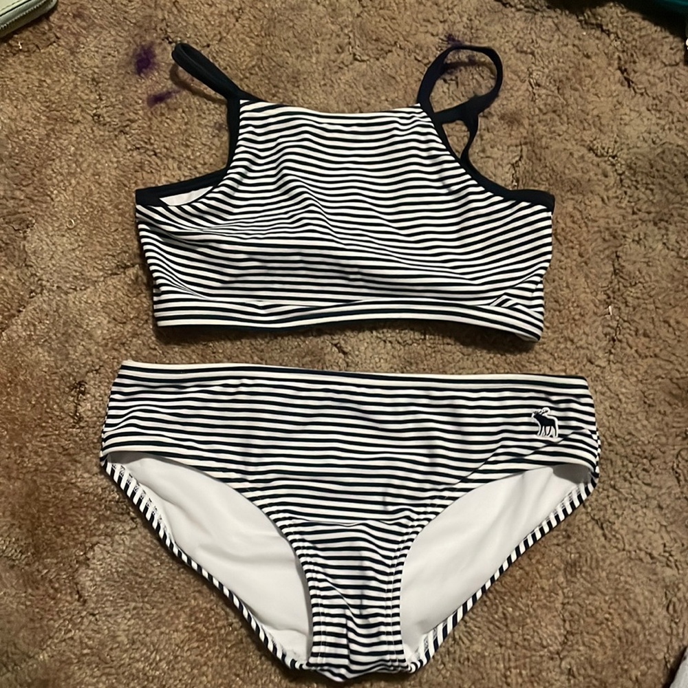 abercrombie kids 15/16 black and white bikini